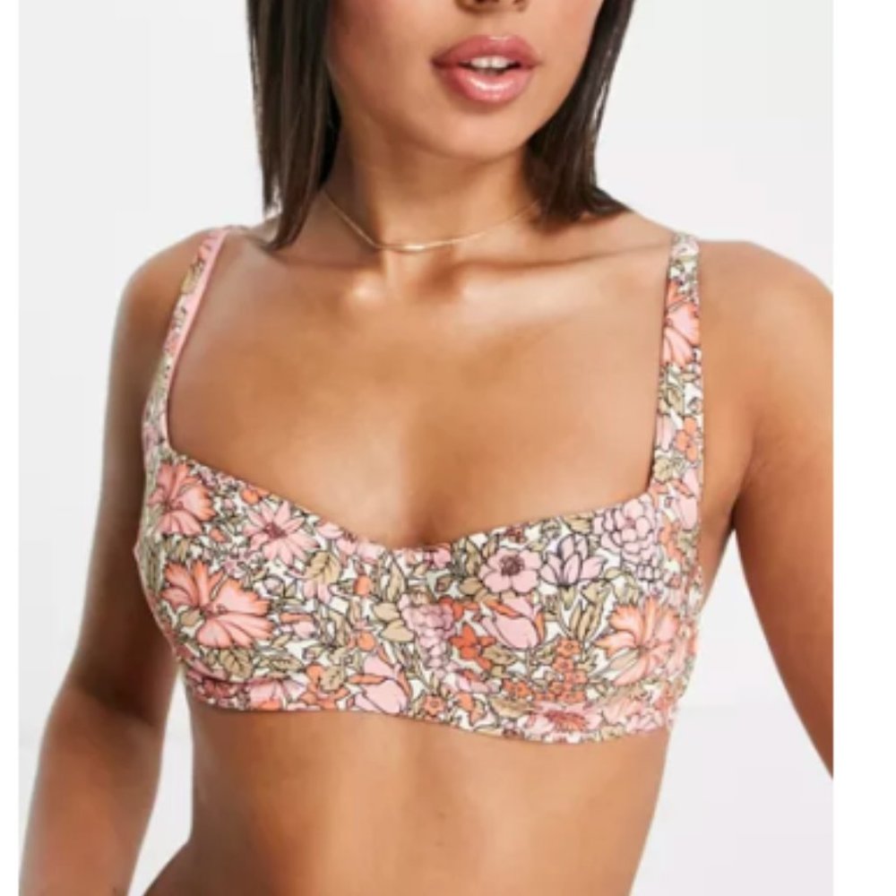 NWT & Other Stories wire bikini bra in pink floral print